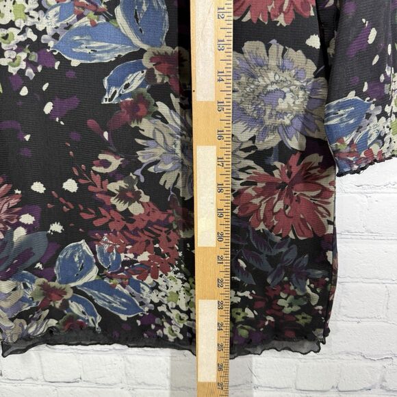 Cristopher & Banks Blouse Women XL  Whimsigoth Sheer Lined V Neck 3/4 Sleeve Top - Picture 10 of 11